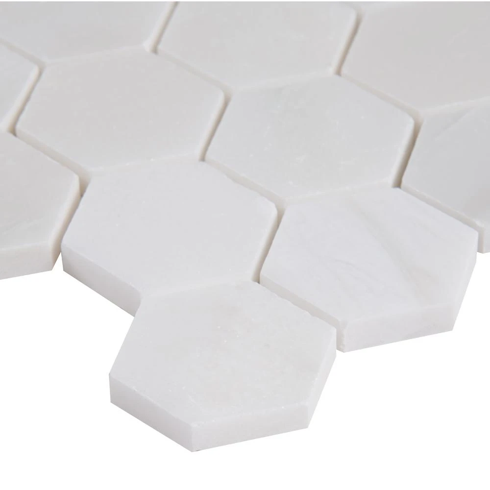 MSI Greecian White Hexagon 12 In. X 11.75 In. X 10mm Polished Marble Mesh-Mounted Mosaic Tile (9.8 Sq. Ft. / Case) 5 MSI Greecian White Hexagon 12 In. X 11.75 In. X 10mm Polished Marble Mesh-Mounted Mosaic Tile (9.8 Sq. Ft. / Case) - Image 5