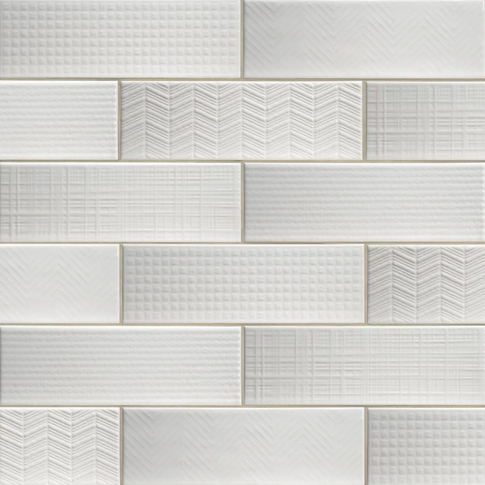 MSI Citylights Pure 3D Mix 12 In. X 4 In. Glossy Ceramic White Textured Subway Tile (9.9 Sq. Ft. / Case) 1 MSI Citylights Pure 3D Mix 12 In. X 4 In. Glossy Ceramic White Textured Subway Tile (9.9 Sq. Ft. / Case)