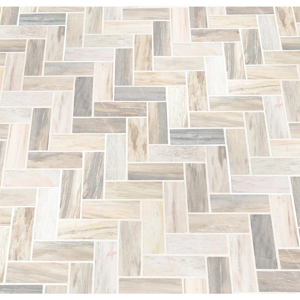MSI Angora Herringbone 12 In. X 12 In. X 10mm Polished Marble Mesh-Mounted Mosaic Tile (10 Sq. Ft. / Case) 4 MSI Angora Herringbone 12 In. X 12 In. X 10mm Polished Marble Mesh-Mounted Mosaic Tile (10 Sq. Ft. / Case) - Image 4
