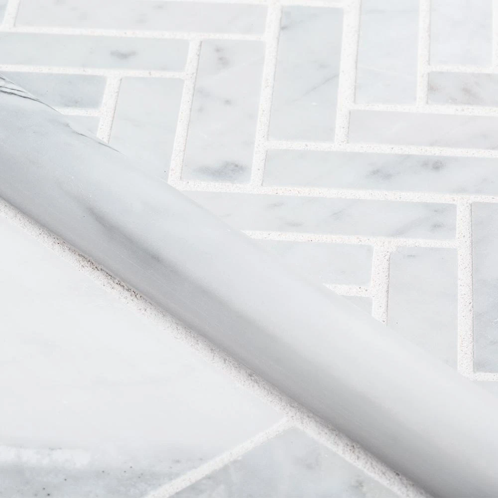 Jeffrey Court Jet Stream White Herringbone 10 In. X 11 In. X 8 Mm Honed Marble Stone Mosaic Wall/Floor Tile 5 Jeffrey Court Jet Stream White Herringbone 10 In. X 11 In. X 8 Mm Honed Marble Stone Mosaic Wall/Floor Tile - Image 5