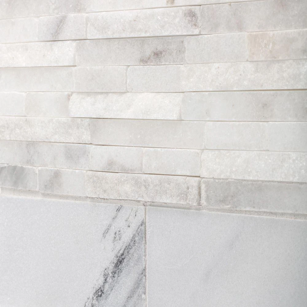 Jeffrey Court Churchill White Split Face 11.75 In. X 12.625 In. X 13 Mm Splitface Textured Marble Mosaic Tile 5 Jeffrey Court Churchill White Split Face 11.75 In. X 12.625 In. X 13 Mm Splitface Textured Marble Mosaic Tile - Image 5