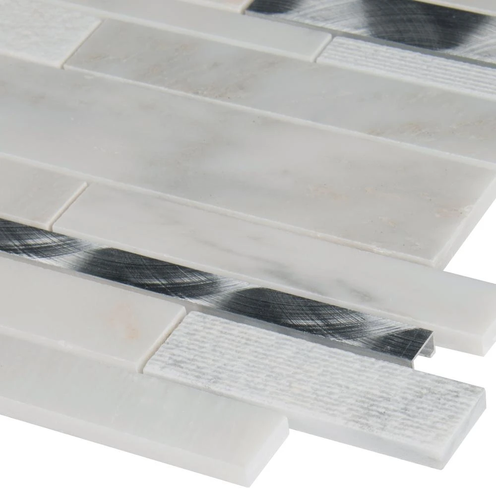 MSI Moderno Blanco Interlocking 12 In. X 18 In. X 8 Mm Metal Stone Blend Mesh-Mounted Mosaic Tile (15 Sq. Ft. / Case) 6 MSI Moderno Blanco Interlocking 12 In. X 18 In. X 8 Mm Metal Stone Blend Mesh-Mounted Mosaic Tile (15 Sq. Ft. / Case) - Image 6