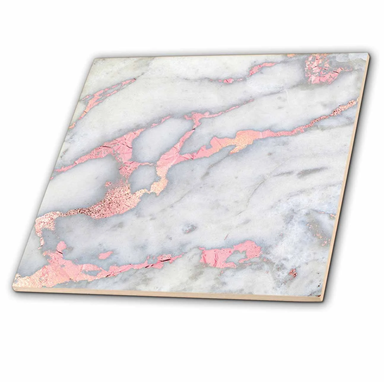 3dRose Luxury Grey Rose Gold Gem Stone Marble Glitter Metallic Faux Print - Ceramic Tile, 6-inch 1 3dRose Luxury Grey Rose Gold Gem Stone Marble Glitter Metallic Faux Print - Ceramic Tile, 6-inch