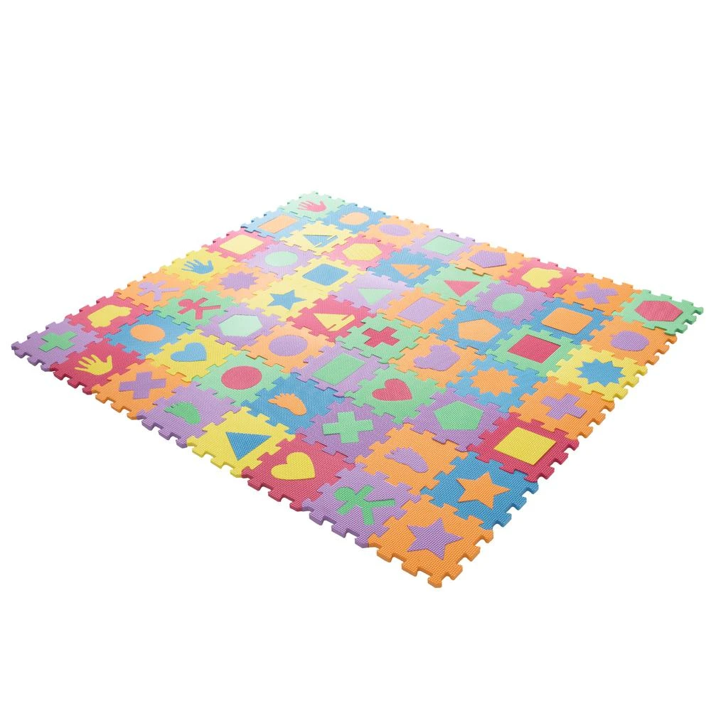 Hey! Play! Multi-Colored 6.5 In. X 6.5 In. X 0.25 In. Interlocking EVA Foam Shapes Puzzle Floor Tile (56-Pack) 3 Hey! Play! Multi-Colored 6.5 In. X 6.5 In. X 0.25 In. Interlocking EVA Foam Shapes Puzzle Floor Tile (56-Pack) - Image 3