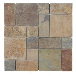 Jeffrey Court Rust Block Medley 11.75 In. X 11.75 In. X 11.5mm Slate Mosaic Floor And Wall Tile