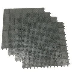 Gray Regenerated 22 In. X 22 In. Polypropylene Interlocking Floor Mat System (Set Of 4 Tiles)