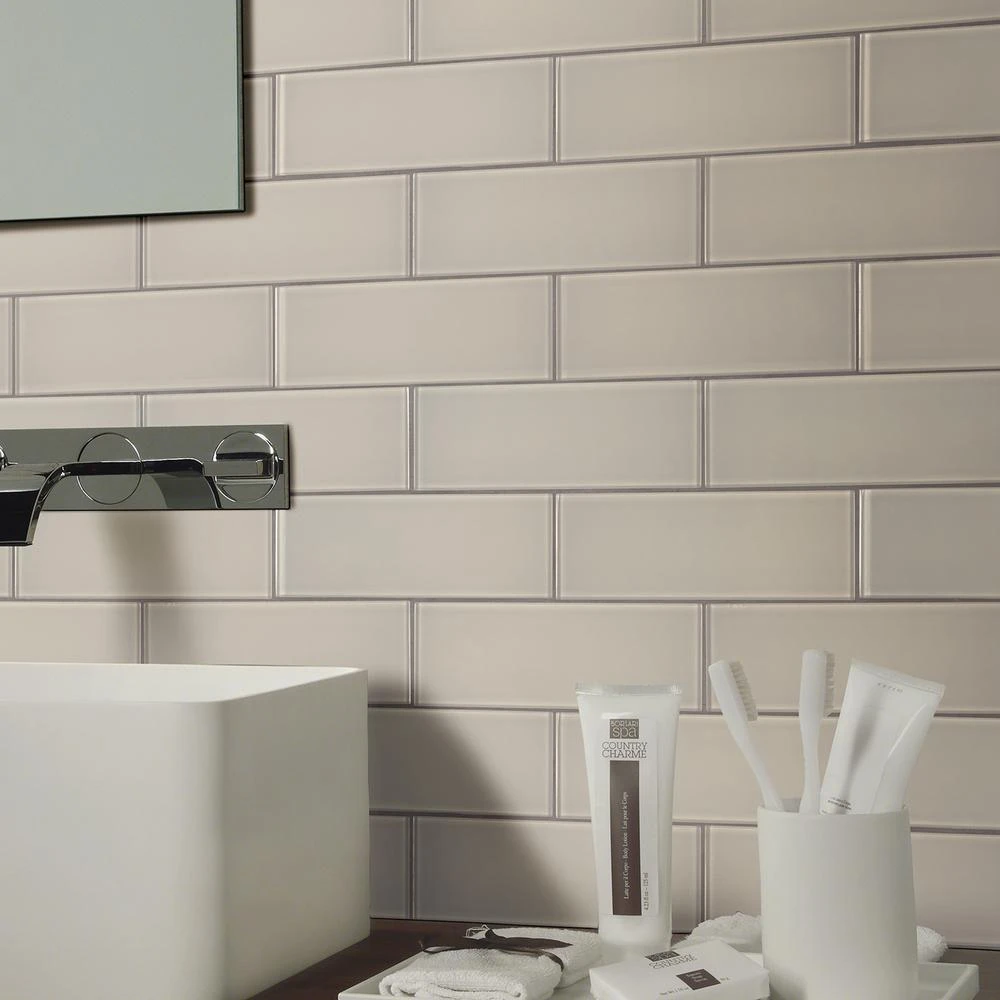 MSI Snow Cap 3 In. X 9 In. X 8mm Glossy Glass White Subway Tile (3.8 Sq. Ft. / Case) 3 MSI Snow Cap 3 In. X 9 In. X 8mm Glossy Glass White Subway Tile (3.8 Sq. Ft. / Case) - Image 3