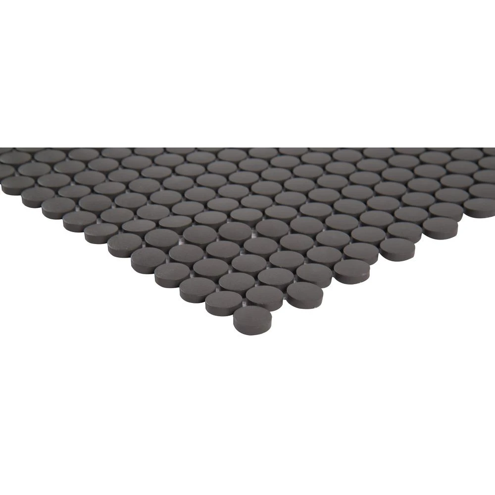 MSI Penny Round Nero 12.32 In. X 11.38 In. X 6mm Matte Porcelain Mesh-Mounted Mosaic Tile (14.4 Sq. Ft./case) 6 MSI Penny Round Nero 12.32 In. X 11.38 In. X 6mm Matte Porcelain Mesh-Mounted Mosaic Tile (14.4 Sq. Ft./case) - Image 6