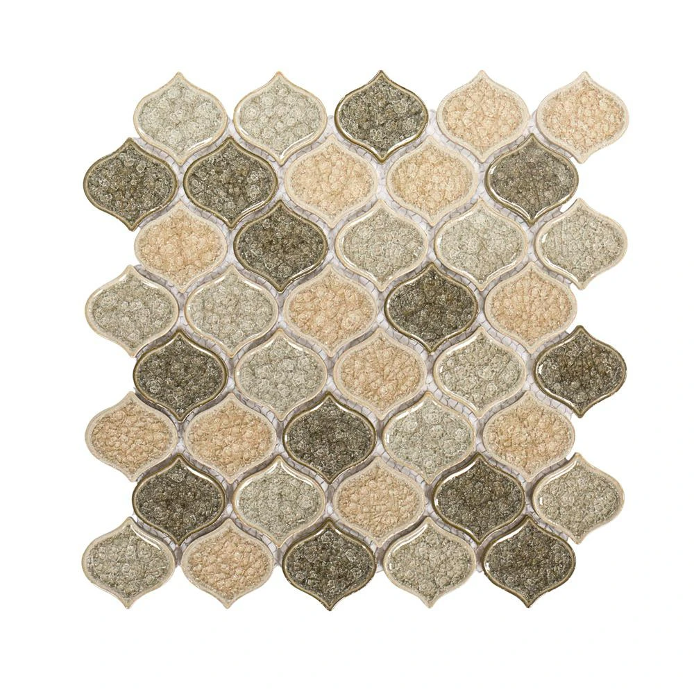 Jeffrey Court Crushed Sunset Beige/Cream 10.75 In. X 10.75 In. Arabesque Glossy Ceramic Mosaic Tile (0.802 Sq. Ft./Each) 1 Jeffrey Court Crushed Sunset Beige/Cream 10.75 In. X 10.75 In. Arabesque Glossy Ceramic Mosaic Tile (0.802 Sq. Ft./Each)