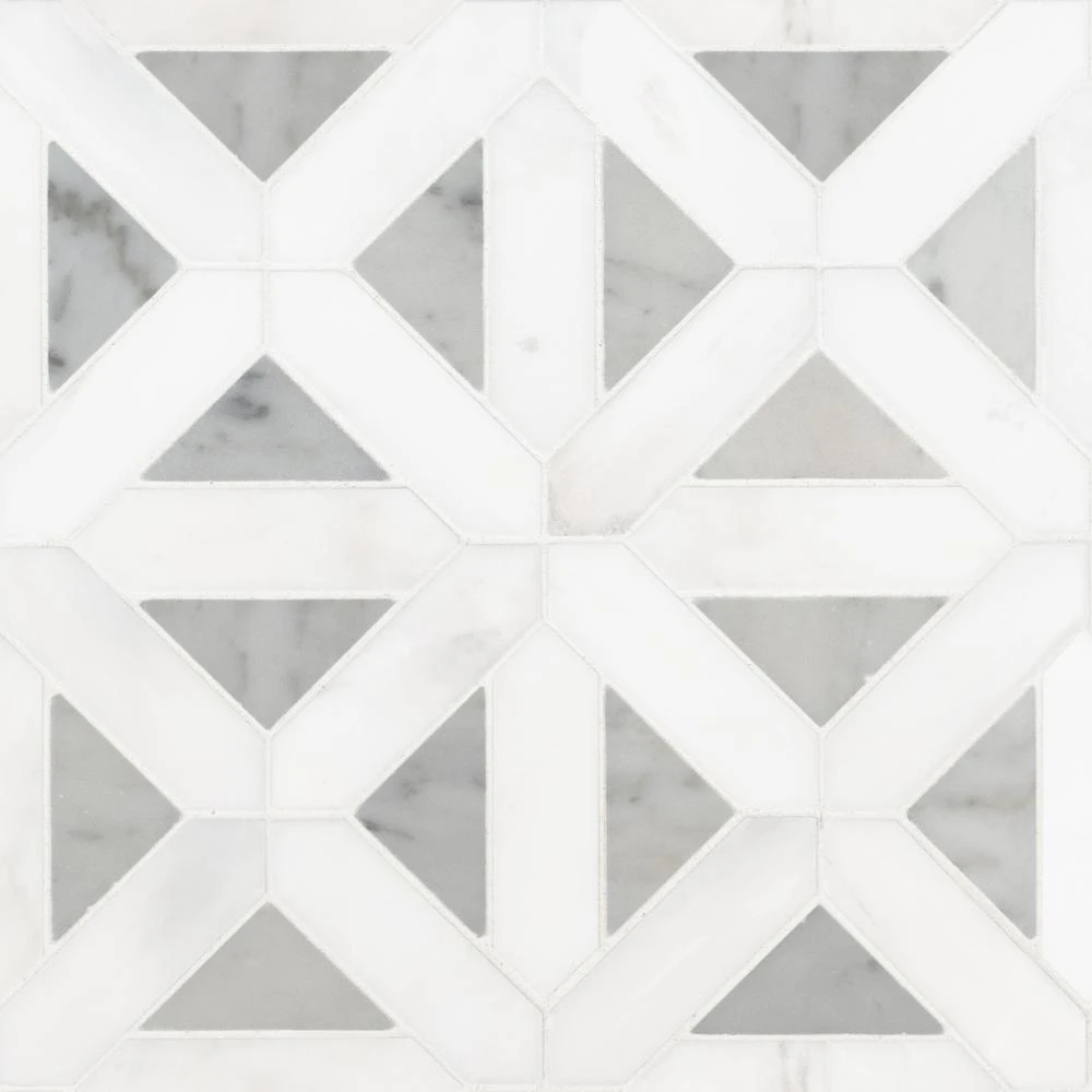 MSI Geometrica 12 In. X 12 In. X 10mm Bianco Dolomite Polished Marble Mesh-Mounted Mosaic Tile (10 Sq. Ft. / Case) 6 MSI Geometrica 12 In. X 12 In. X 10mm Bianco Dolomite Polished Marble Mesh-Mounted Mosaic Tile (10 Sq. Ft. / Case) - Image 6