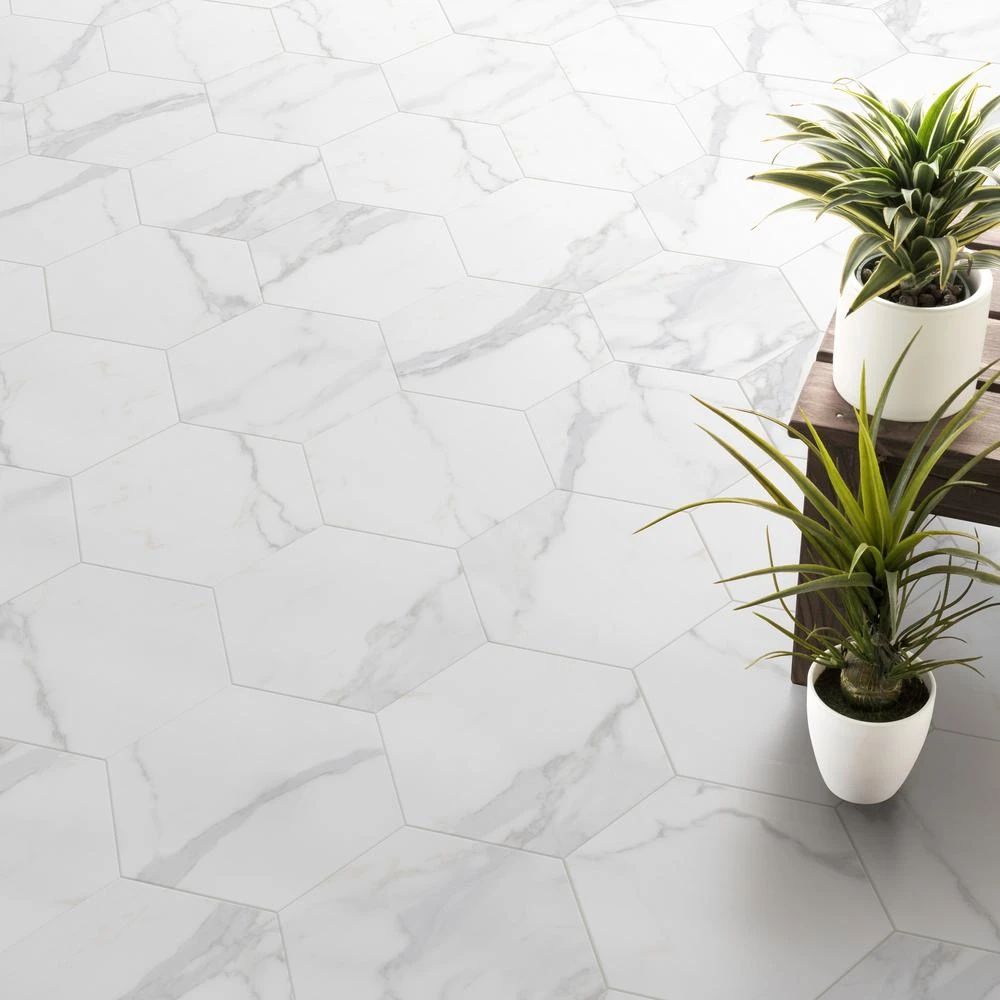 Toscana Carrara Hexagon 9 In. X 10 In. Matte Glazed Porcelain Floor And Wall Tile (8.06 Sq. Ft. / Case) 2 Toscana Carrara Hexagon 9 In. X 10 In. Matte Glazed Porcelain Floor And Wall Tile (8.06 Sq. Ft. / Case) - Image 2