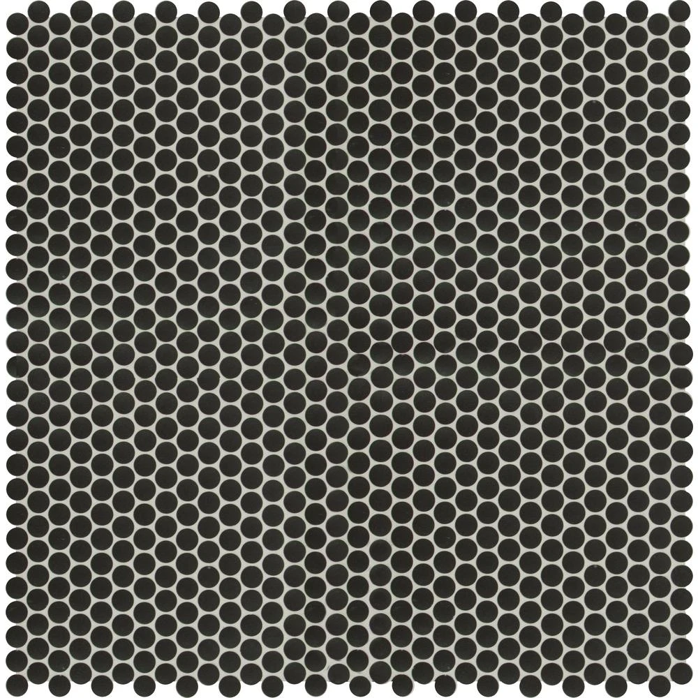 MSI Penny Round Nero 12.32 In. X 11.38 In. X 6mm Matte Porcelain Mesh-Mounted Mosaic Tile (14.4 Sq. Ft./case) 3 MSI Penny Round Nero 12.32 In. X 11.38 In. X 6mm Matte Porcelain Mesh-Mounted Mosaic Tile (14.4 Sq. Ft./case) - Image 3