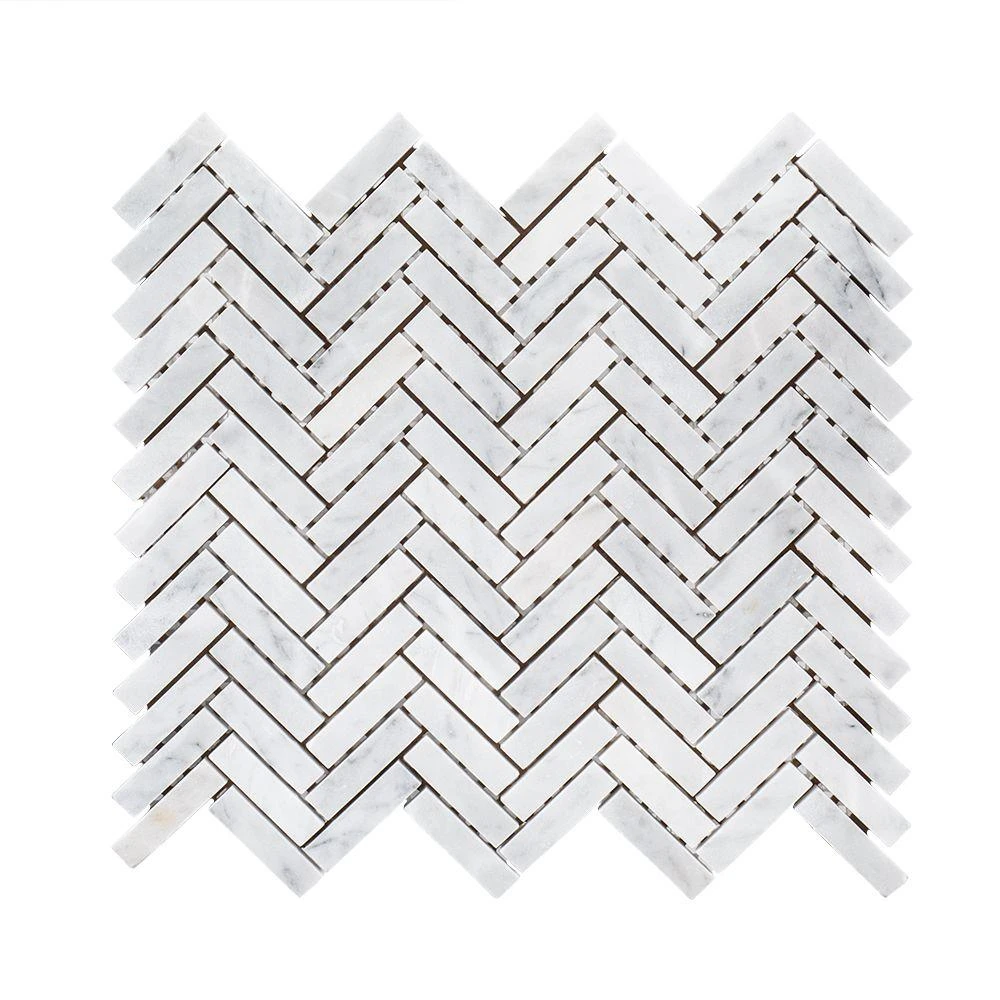 Jeffrey Court Jet Stream White Herringbone 10 In. X 11 In. X 8 Mm Honed Marble Stone Mosaic Wall/Floor Tile 3 Jeffrey Court Jet Stream White Herringbone 10 In. X 11 In. X 8 Mm Honed Marble Stone Mosaic Wall/Floor Tile - Image 3