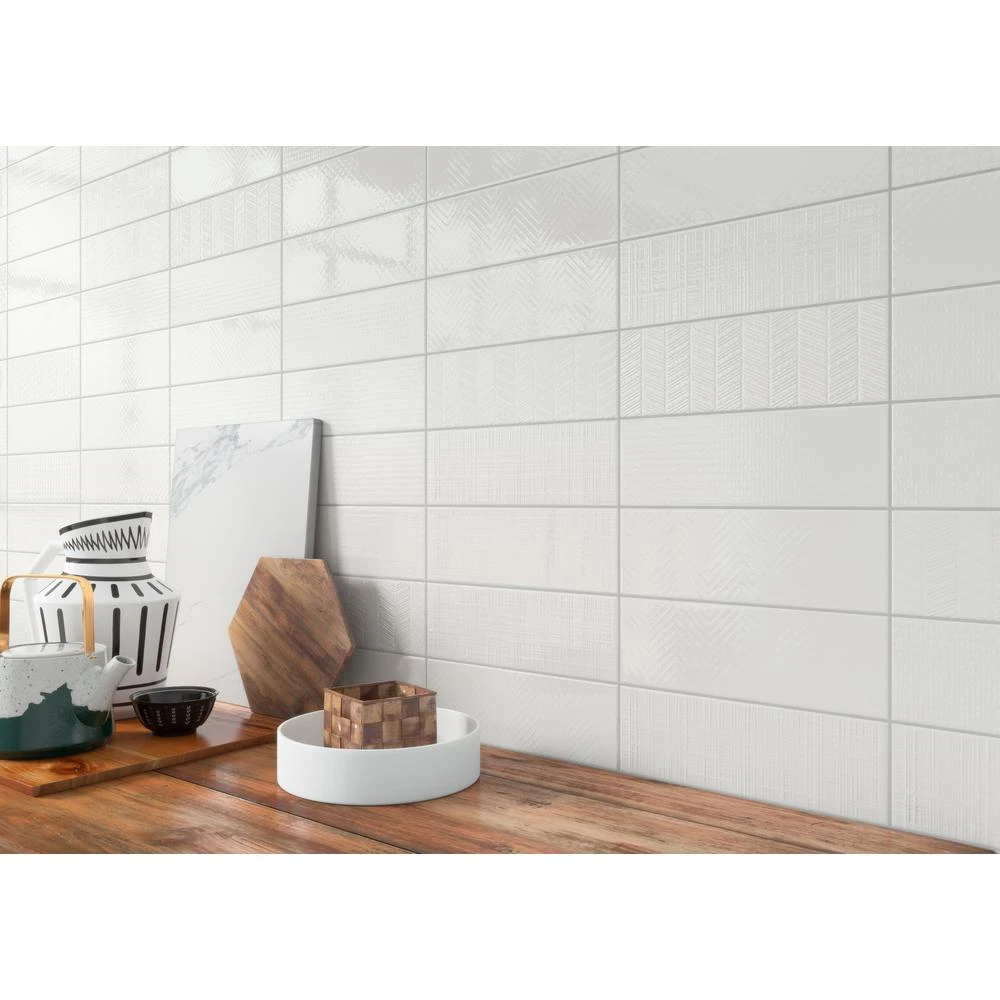 MSI Citylights Pure 3D Mix 12 In. X 4 In. Glossy Ceramic White Textured Subway Tile (9.9 Sq. Ft. / Case) 2 MSI Citylights Pure 3D Mix 12 In. X 4 In. Glossy Ceramic White Textured Subway Tile (9.9 Sq. Ft. / Case) - Image 2
