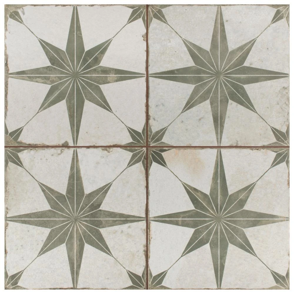 Merola Tile Kings Star Sage 17-5/8"x17-5/8" Ceramic F/W Tile 8 Merola Tile Kings Star Sage 17-5/8"x17-5/8" Ceramic F/W Tile - Image 8