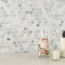 MSI Greecian White Mini Hexagon 12 In. X 12 In. X 10mm Polished Marble Mesh-Mounted Mosaic Tile (10 Sq. Ft. / Case) 16 MSI Greecian White Mini Hexagon 12 In. X 12 In. X 10mm Polished Marble Mesh-Mounted Mosaic Tile (10 Sq. Ft. / Case) -Floor Promotion Store 8be20c653e64a7ea6dc887a5a9c16df6 1800x1800