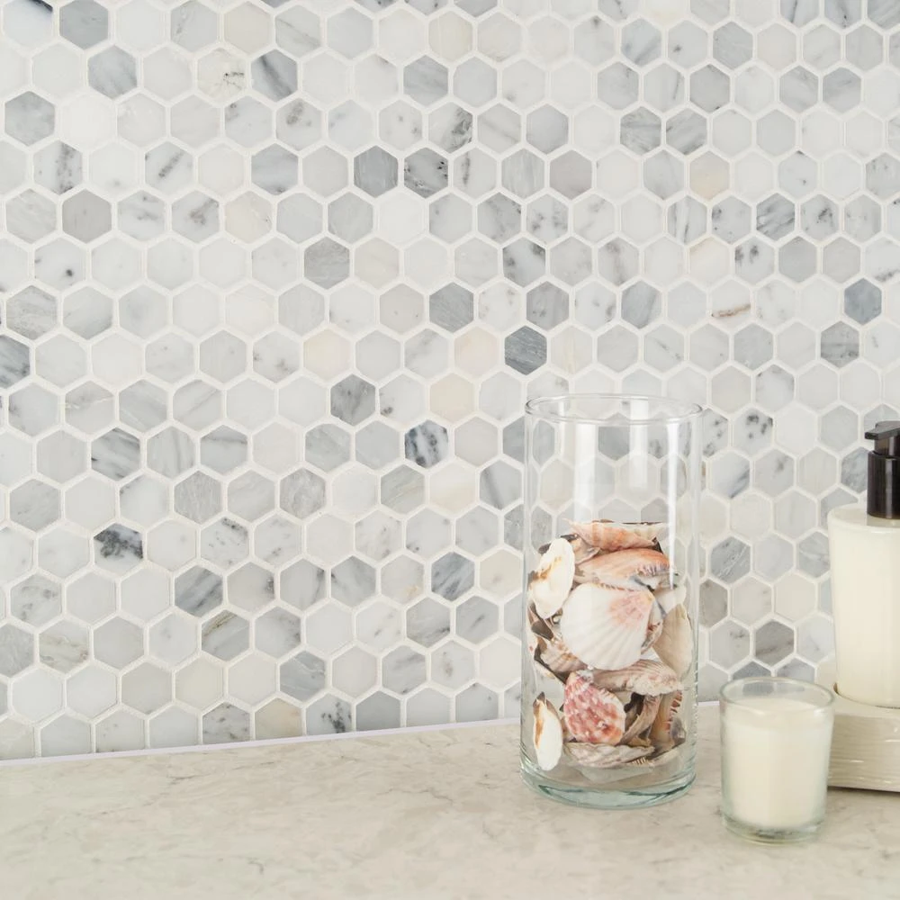 MSI Greecian White Mini Hexagon 12 In. X 12 In. X 10mm Polished Marble Mesh-Mounted Mosaic Tile (10 Sq. Ft. / Case) 7 MSI Greecian White Mini Hexagon 12 In. X 12 In. X 10mm Polished Marble Mesh-Mounted Mosaic Tile (10 Sq. Ft. / Case) - Image 7