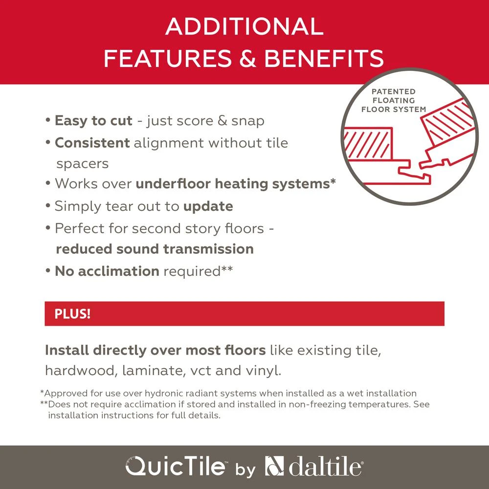 Daltile QuicTile 12 In. X 24 In. Enchanting Marble Matte Porcelain Locking Floor Tile (9.6 Sq. Ft. / Case) 12 Daltile QuicTile 12 In. X 24 In. Enchanting Marble Matte Porcelain Locking Floor Tile (9.6 Sq. Ft. / Case) - Image 12