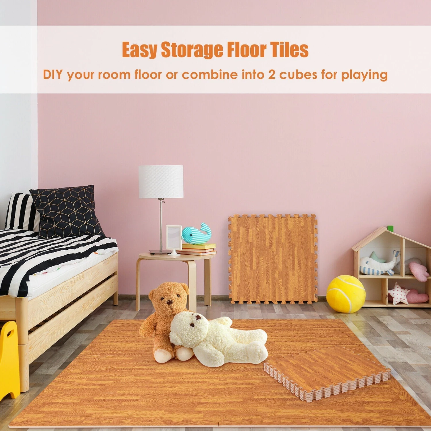 Gymax 12 Pieces EVA Foam Floor Interlocking Tile Mat W/ Natural Wood Grain 4 Gymax 12 Pieces EVA Foam Floor Interlocking Tile Mat W/ Natural Wood Grain - Image 4