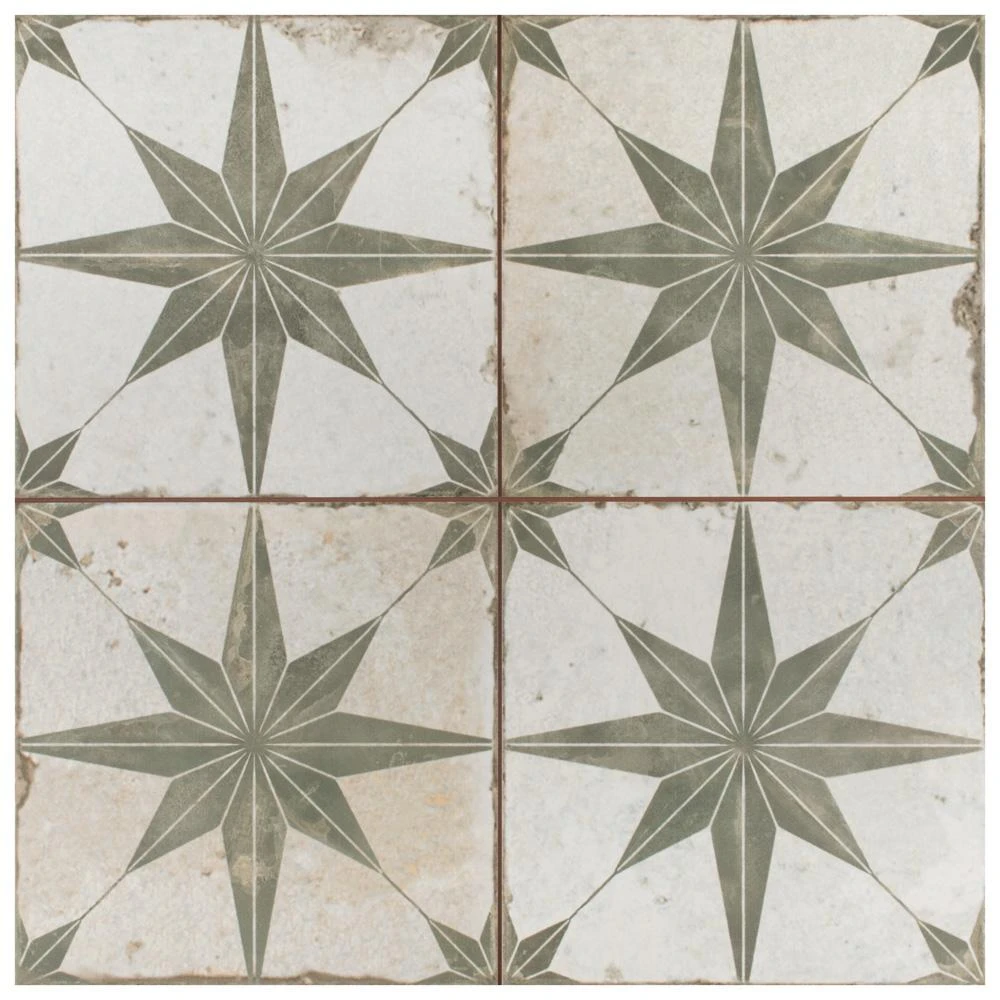 Merola Tile Kings Star Sage 17-5/8"x17-5/8" Ceramic F/W Tile 5 Merola Tile Kings Star Sage 17-5/8"x17-5/8" Ceramic F/W Tile - Image 5