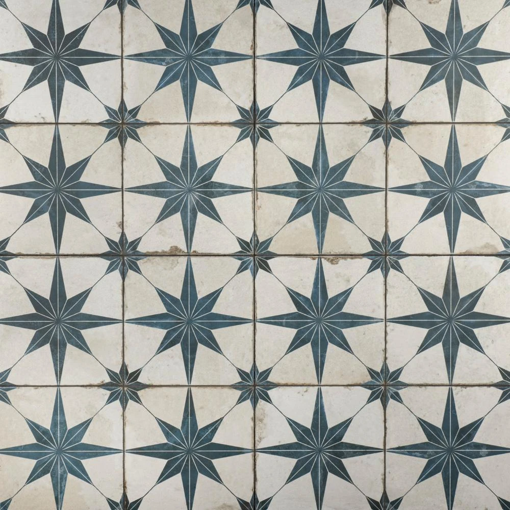 Merola Tile Kings Star Blue 17-5/8"x17-5/8" Ceramic F/W Tile 8 Merola Tile Kings Star Blue 17-5/8"x17-5/8" Ceramic F/W Tile - Image 8