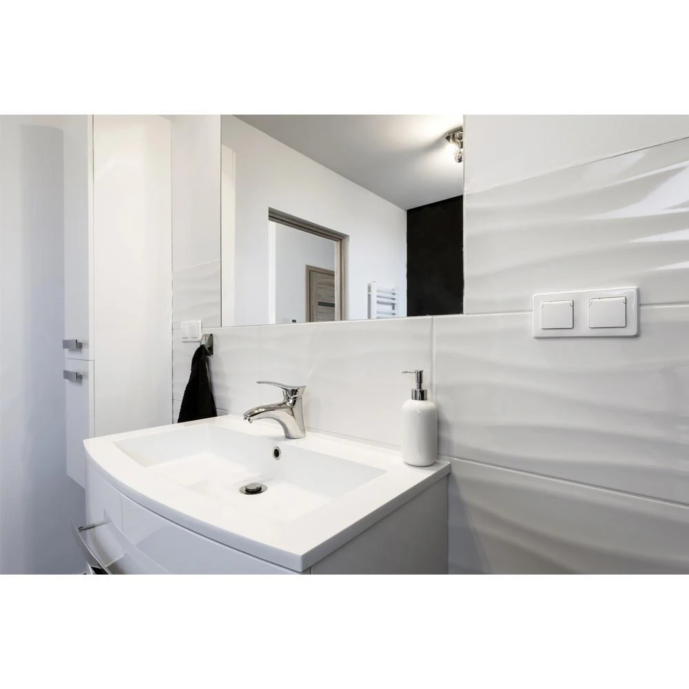 MSI Dymo Wavy White 12 In. X 24 In. Glossy Ceramic Wall Tile (16 Sq. Ft./case) 2 MSI Dymo Wavy White 12 In. X 24 In. Glossy Ceramic Wall Tile (16 Sq. Ft./case) - Image 2