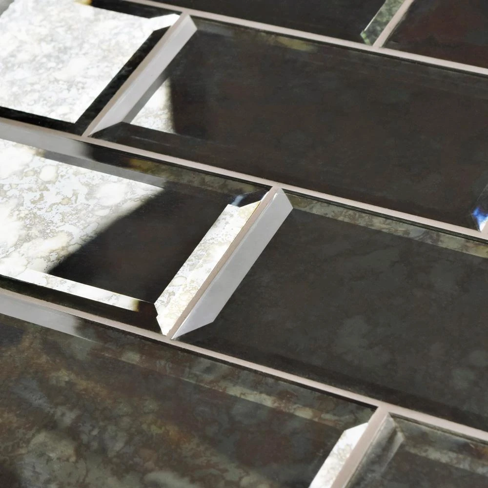 Merola Tile Lustre Beveled Antique Mirror 3 In. X 6 In. Glass Subway Wall Tile (10.95 Sq. Ft. / Case) 5 Merola Tile Lustre Beveled Antique Mirror 3 In. X 6 In. Glass Subway Wall Tile (10.95 Sq. Ft. / Case) - Image 5