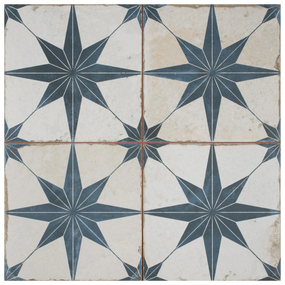 Merola Tile Kings Star Blue 17-5/8"x17-5/8" Ceramic F/W Tile 7 Merola Tile Kings Star Blue 17-5/8"x17-5/8" Ceramic F/W Tile - Image 7
