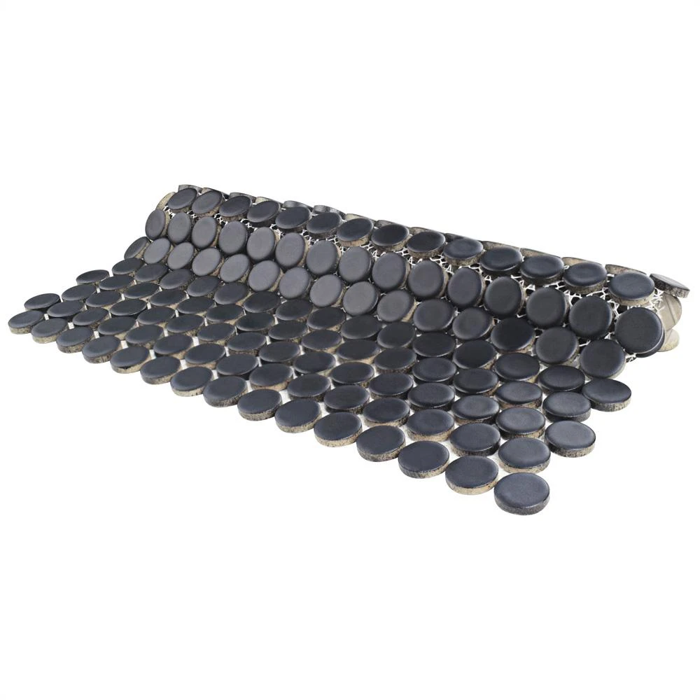 Merola Tile Hudson Penny Round Matte Black 12 In. X 12-5/8 In. X 5 Mm Porcelain Mosaic Tile (10.74 Sq. Ft. / Case) 7 Merola Tile Hudson Penny Round Matte Black 12 In. X 12-5/8 In. X 5 Mm Porcelain Mosaic Tile (10.74 Sq. Ft. / Case) - Image 7
