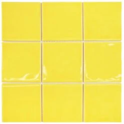 Merola Tile Twist Square Yellow Lemon 11-3/4 In. X 11-3/4 In. Ceramic Mosaic (9.79 Sq. Ft. /Case)