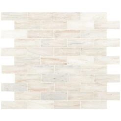 MSI Angora Subway 11.81 In X 11.81 In. X 10mm Polished Marble Mesh-Mounted Mosaic Tile (9.7 Sq. Ft. / Case)