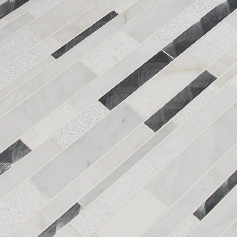 MSI Moderno Blanco Interlocking 12 In. X 18 In. X 8 Mm Metal Stone Blend Mesh-Mounted Mosaic Tile (15 Sq. Ft. / Case) 7 MSI Moderno Blanco Interlocking 12 In. X 18 In. X 8 Mm Metal Stone Blend Mesh-Mounted Mosaic Tile (15 Sq. Ft. / Case) - Image 7