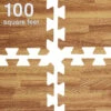 Clevr EVA Foam Interlocking Floor Mat, Light Wood, 25 Pcs, 100 Sq. Ft.