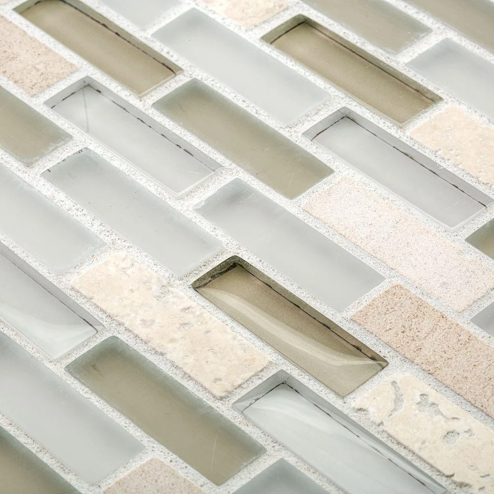 Jeffrey Court Cottage Ridge Mini Brick Beige 11.75 In. X 12 In. X 8 Mm Interlocking Glass/Stone Mosaic Tile 5 Jeffrey Court Cottage Ridge Mini Brick Beige 11.75 In. X 12 In. X 8 Mm Interlocking Glass/Stone Mosaic Tile - Image 5
