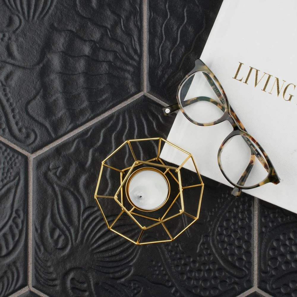 Merola Tile Gaudi Hex Black 8-5/8 In. X 9-7/8 In. Porcelain Floor And Wall Tile (11.56 Sq. Ft. / Case) 2 Merola Tile Gaudi Hex Black 8-5/8 In. X 9-7/8 In. Porcelain Floor And Wall Tile (11.56 Sq. Ft. / Case) - Image 2