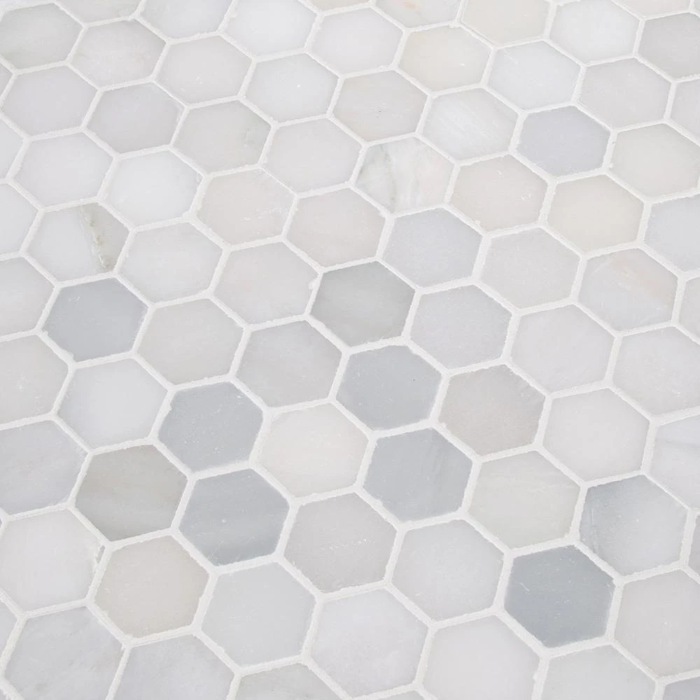 MSI Greecian White Hexagon 12 In. X 11.75 In. X 10mm Polished Marble Mesh-Mounted Mosaic Tile (9.8 Sq. Ft. / Case) 4 MSI Greecian White Hexagon 12 In. X 11.75 In. X 10mm Polished Marble Mesh-Mounted Mosaic Tile (9.8 Sq. Ft. / Case) - Image 4