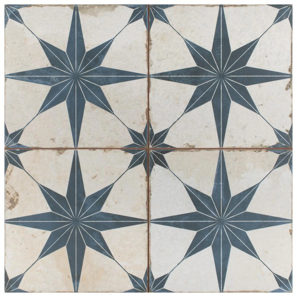 Merola Tile Kings Star Blue 17-5/8"x17-5/8" Ceramic F/W Tile 6 Merola Tile Kings Star Blue 17-5/8"x17-5/8" Ceramic F/W Tile - Image 6