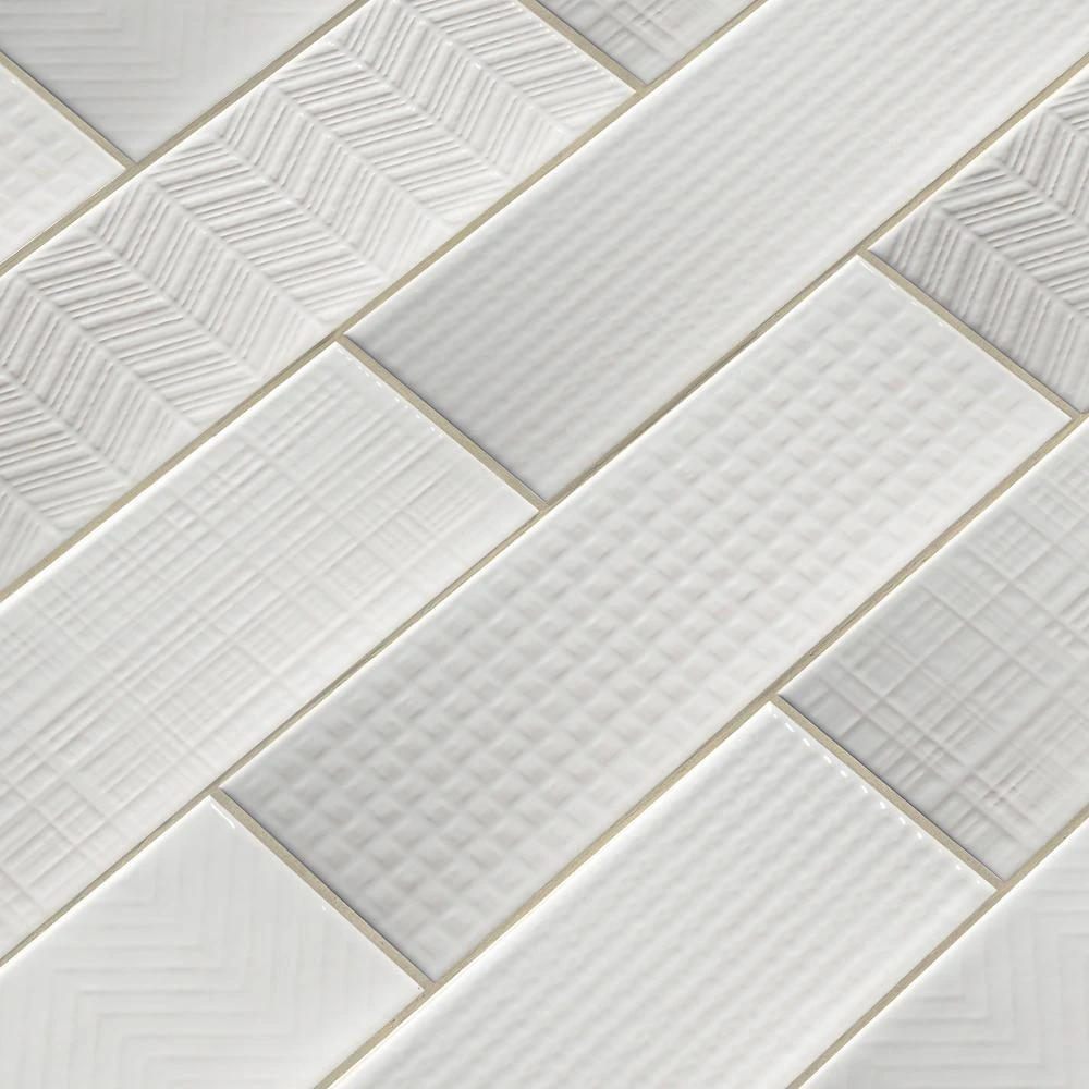 MSI Citylights Pure 3D Mix 12 In. X 4 In. Glossy Ceramic White Textured Subway Tile (9.9 Sq. Ft. / Case) 3 MSI Citylights Pure 3D Mix 12 In. X 4 In. Glossy Ceramic White Textured Subway Tile (9.9 Sq. Ft. / Case) - Image 3