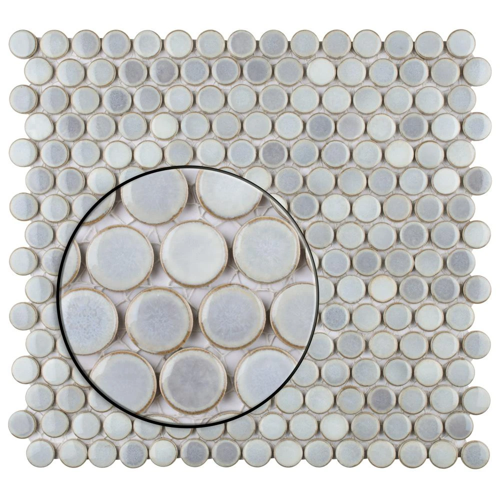 Merola Tile Hudson Penny Round Grey Eye 12 In. X 12 In. Porcelain Mosaic Tile (10.74 Sq. Ft. / Case) 5 Merola Tile Hudson Penny Round Grey Eye 12 In. X 12 In. Porcelain Mosaic Tile (10.74 Sq. Ft. / Case) - Image 5