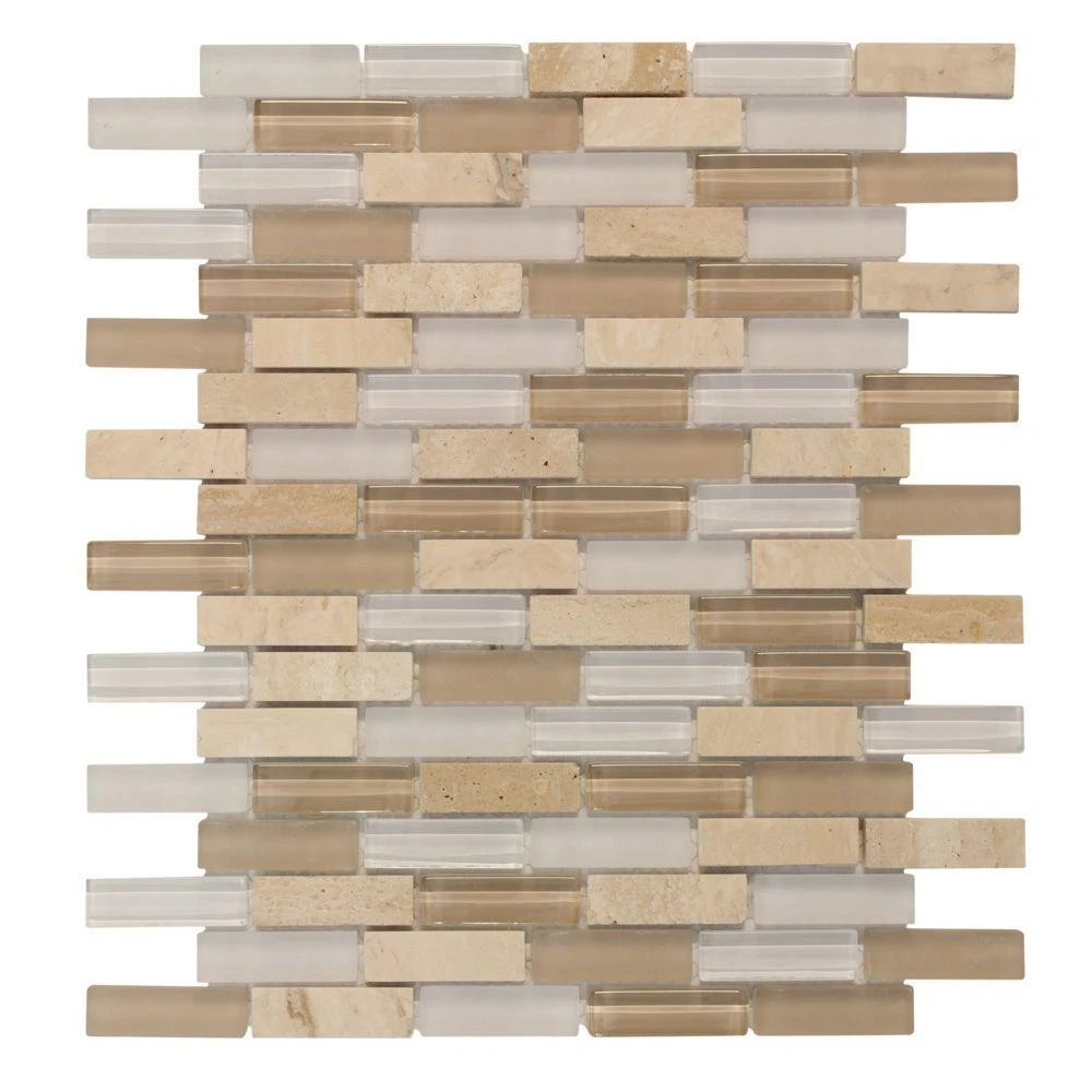 Jeffrey Court Cottage Ridge Mini Brick Beige 11.75 In. X 12 In. X 8 Mm Interlocking Glass/Stone Mosaic Tile 1 Jeffrey Court Cottage Ridge Mini Brick Beige 11.75 In. X 12 In. X 8 Mm Interlocking Glass/Stone Mosaic Tile