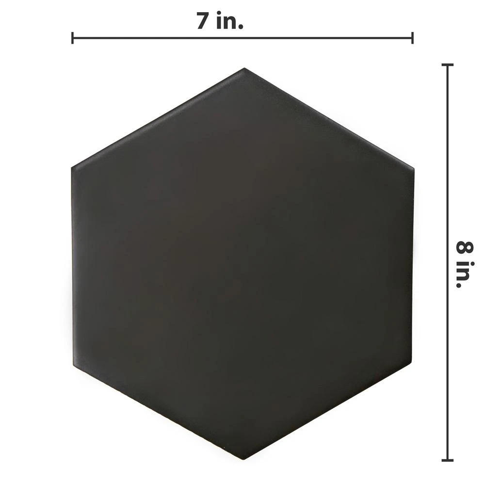 Merola Tile Hexatile Matte Nero 7 In. X 8 In. Porcelain Floor And Wall Tile (7.67 Sq. Ft./case) 2 Merola Tile Hexatile Matte Nero 7 In. X 8 In. Porcelain Floor And Wall Tile (7.67 Sq. Ft./case) - Image 2