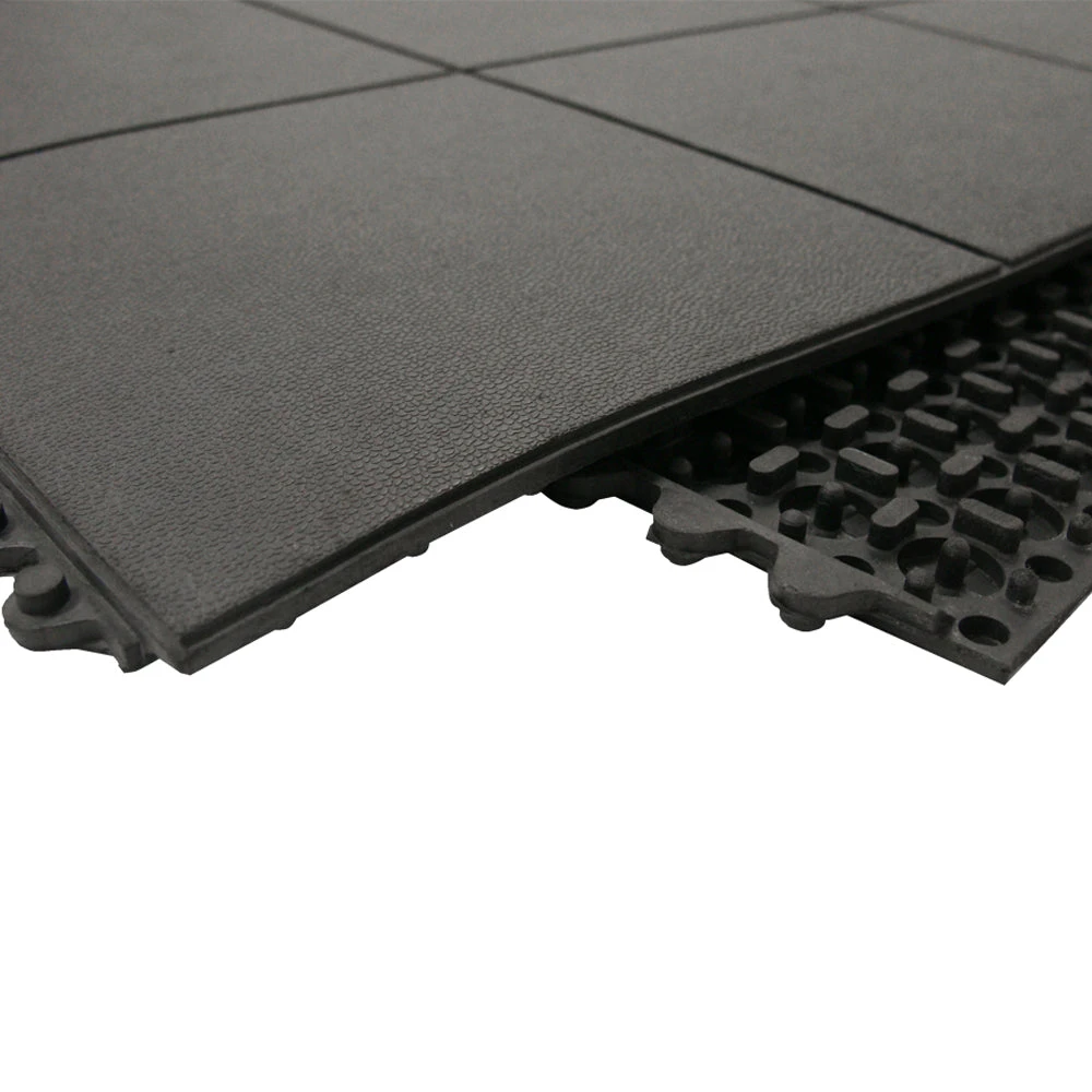 Rubber-Cal "Revolution" Interlocking Rubber Floor - 5/8 In X 36 In X 36 In - Rubber Tiles - 2 Pack - Black 3 Rubber-Cal "Revolution" Interlocking Rubber Floor - 5/8 In X 36 In X 36 In - Rubber Tiles - 2 Pack - Black - Image 3