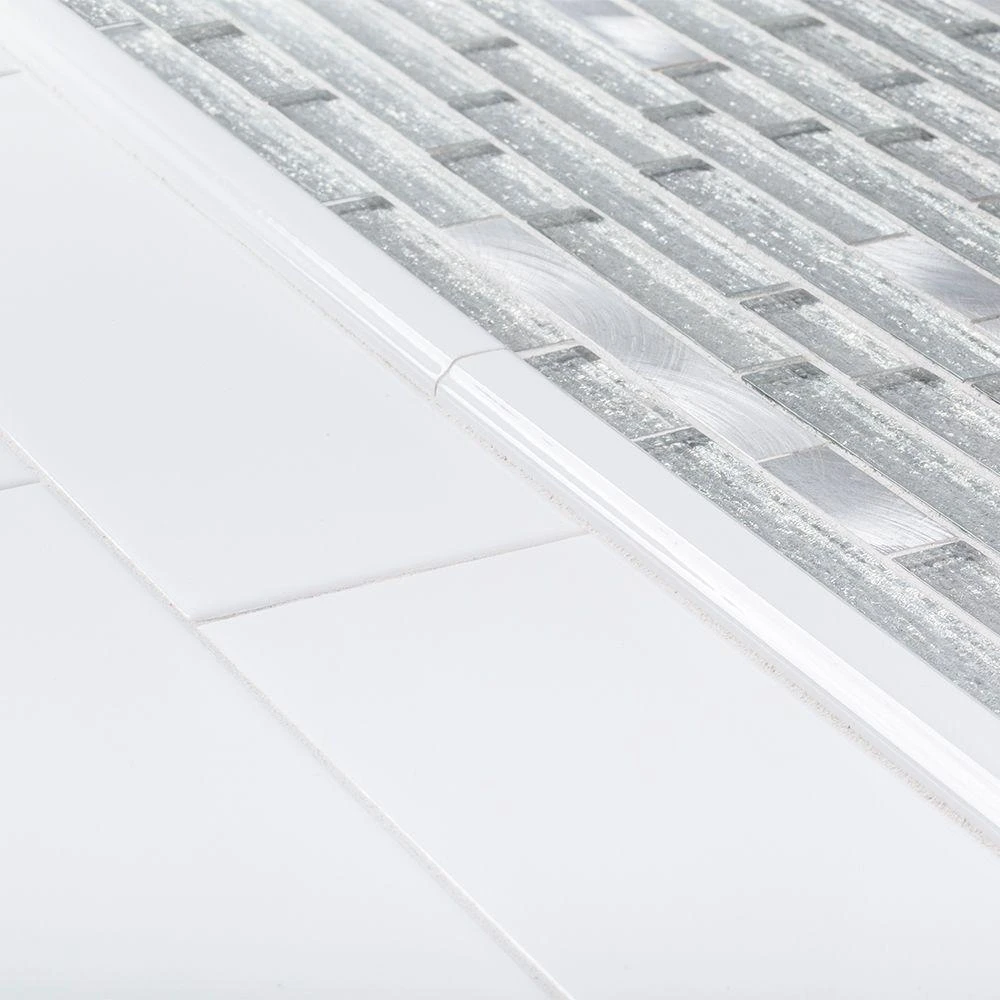 Jeffrey Court Ice Pencil 11.5 In. X 11.875 In. X 8 Mm Interlocking Textured Glossy Glass/Metal Mosaic Tile 6 Jeffrey Court Ice Pencil 11.5 In. X 11.875 In. X 8 Mm Interlocking Textured Glossy Glass/Metal Mosaic Tile - Image 6