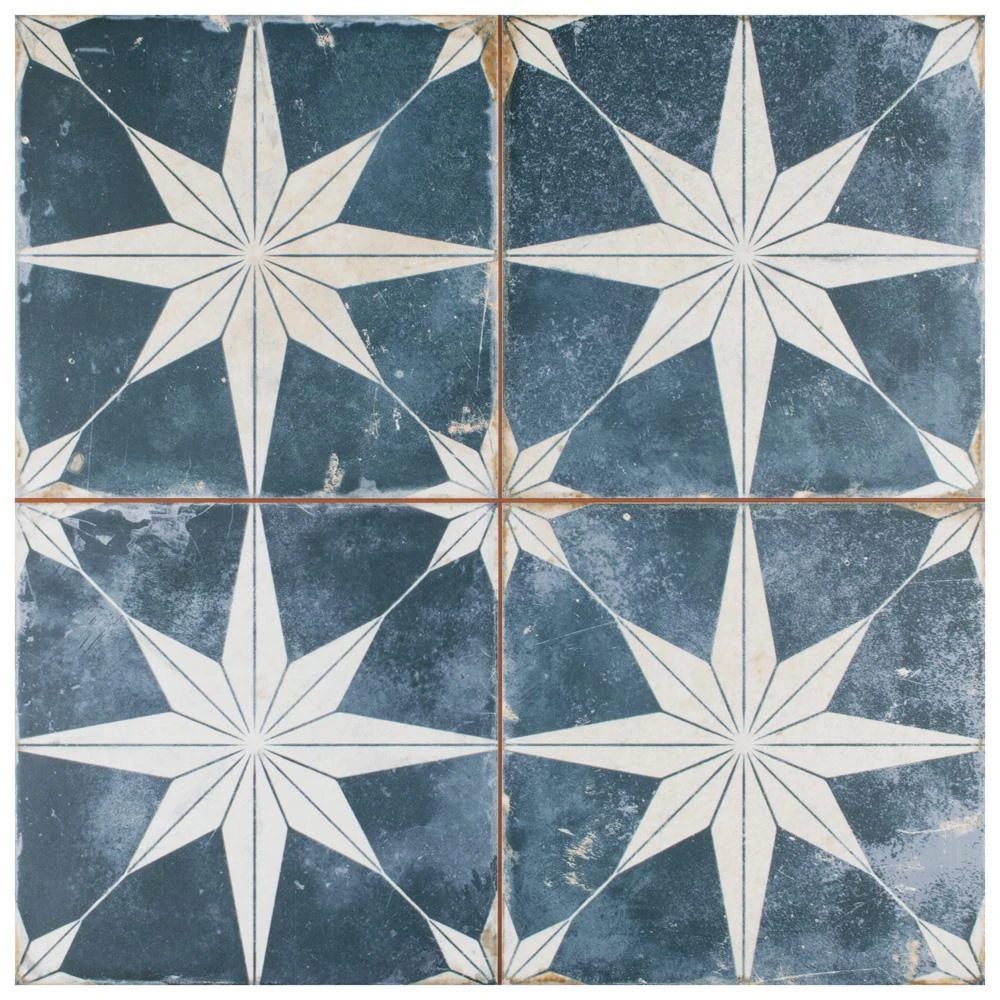Merola Tile Kings Star Blue 17-5/8"x17-5/8" Ceramic F/W Tile 16 Merola Tile Kings Star Blue 17-5/8"x17-5/8" Ceramic F/W Tile - Image 16