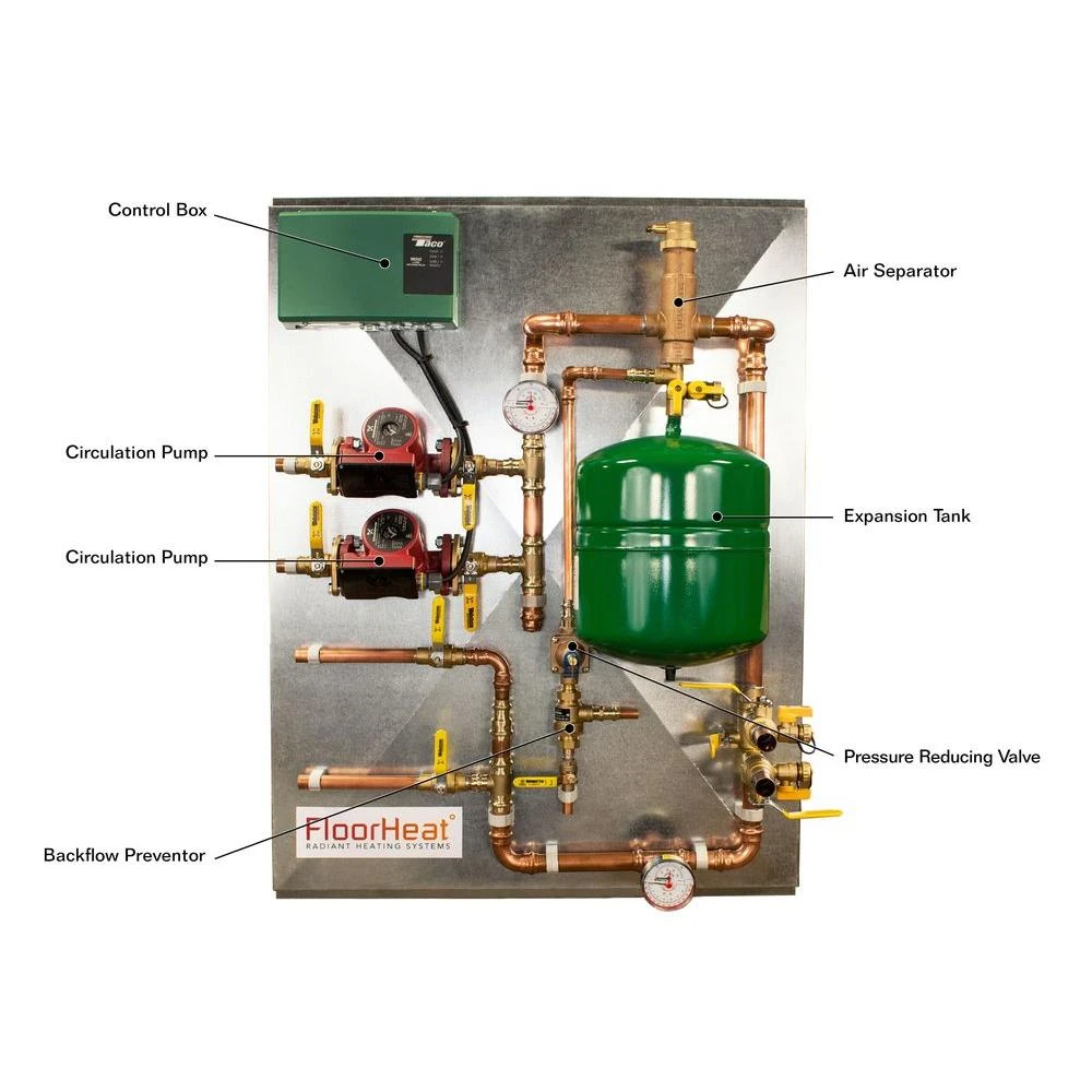 FloorHeat 2-Zone Preassembled Radiant Heat Distribution/Control Panel System 2 FloorHeat 2-Zone Preassembled Radiant Heat Distribution/Control Panel System - Image 2