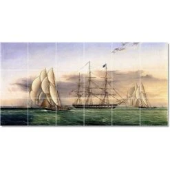 Ceramic Tile Mural-James Buttersworth Ships Tile Mural House Renovate Ideas. 25.5" W X 12.75" H Using (18) 4.25 X 4.25 Ceramic Tiles