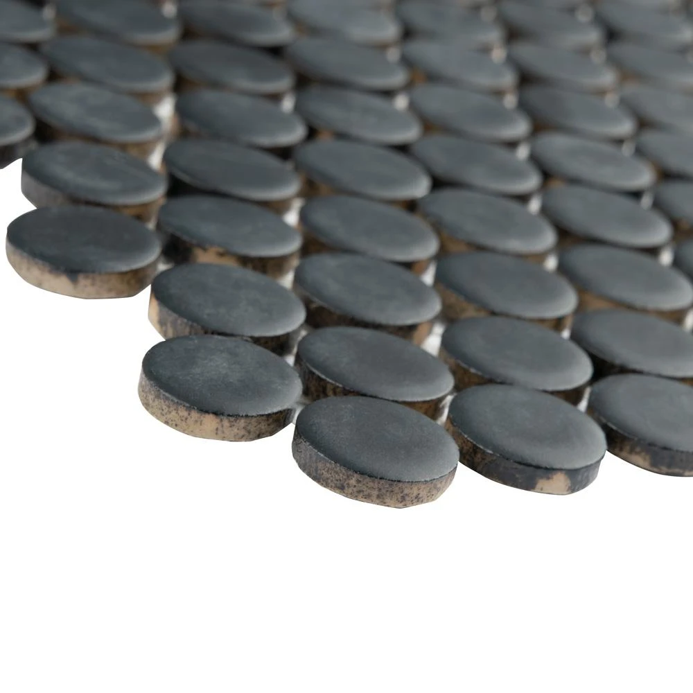 Merola Tile Hudson Penny Round Matte Black 12 In. X 12-5/8 In. X 5 Mm Porcelain Mosaic Tile (10.74 Sq. Ft. / Case) 3 Merola Tile Hudson Penny Round Matte Black 12 In. X 12-5/8 In. X 5 Mm Porcelain Mosaic Tile (10.74 Sq. Ft. / Case) - Image 3