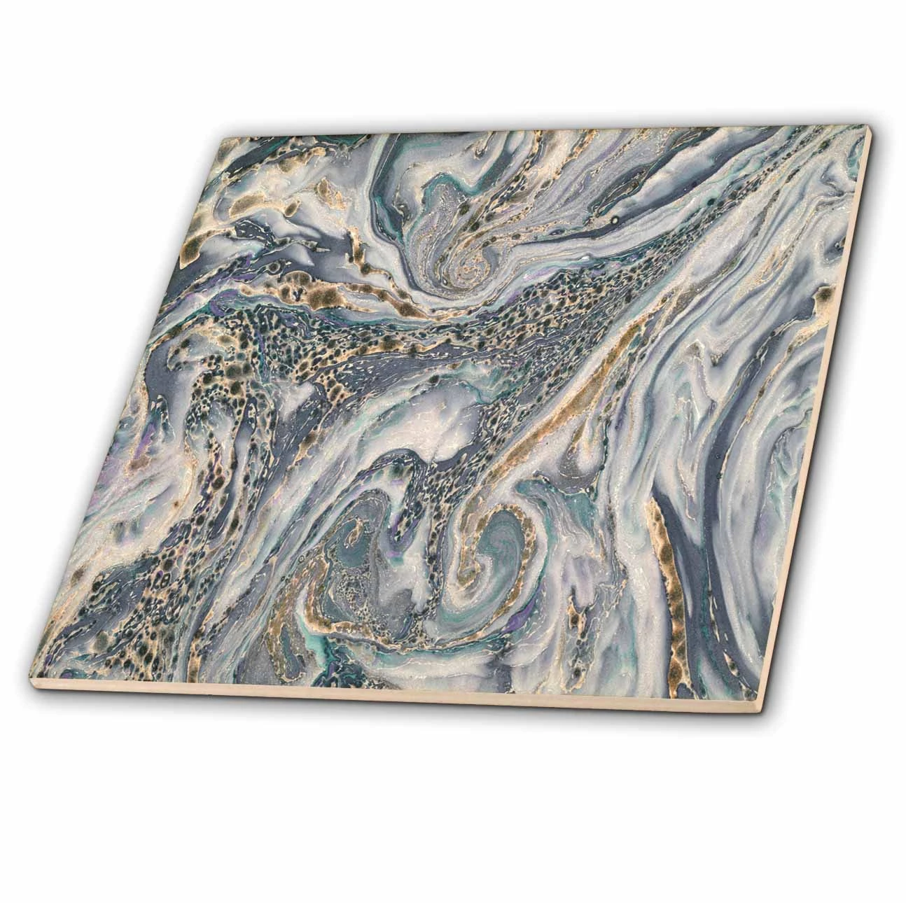 3dRose Blue Gray And Gold Marble Texture Effect - Ceramic Tile, 6-inch 1 3dRose Blue Gray And Gold Marble Texture Effect - Ceramic Tile, 6-inch