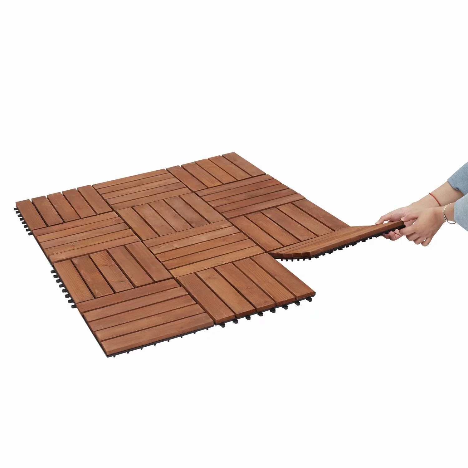 Kinbor 12'' X 12'' Patio Pavers Wood Interlocking Flooring Deck 10 Packs Tiles Brown Painted 1 Kinbor 12'' X 12'' Patio Pavers Wood Interlocking Flooring Deck 10 Packs Tiles Brown Painted