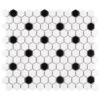 Merola Tile Madison Hex Matte 11-7/8 In. X 10-1/4 In. X 6mm Cool White With Black Dot Porcelain Mosaic Tile